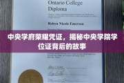 中央学府荣耀证章，一探学位证背后的传奇故事