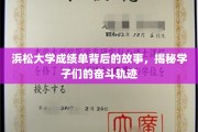 成绩单背后的青春足迹，浜松大学学子的奋斗篇章